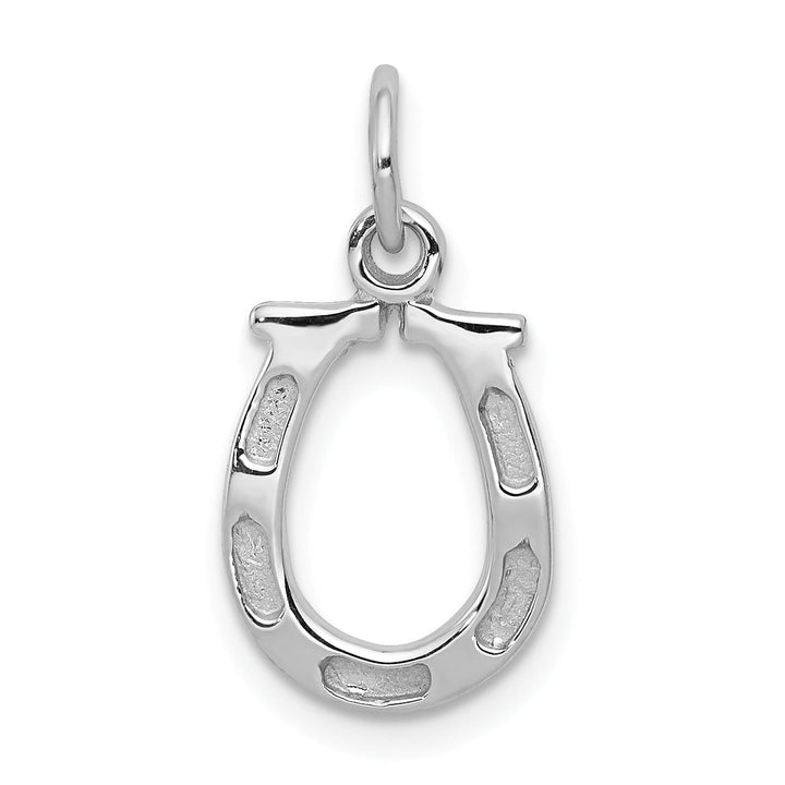 Lovely Rita's Pendants & Charms 14k White Gold Solid Polished Textured Finish Flat Back Horseshoe Charm Pendant