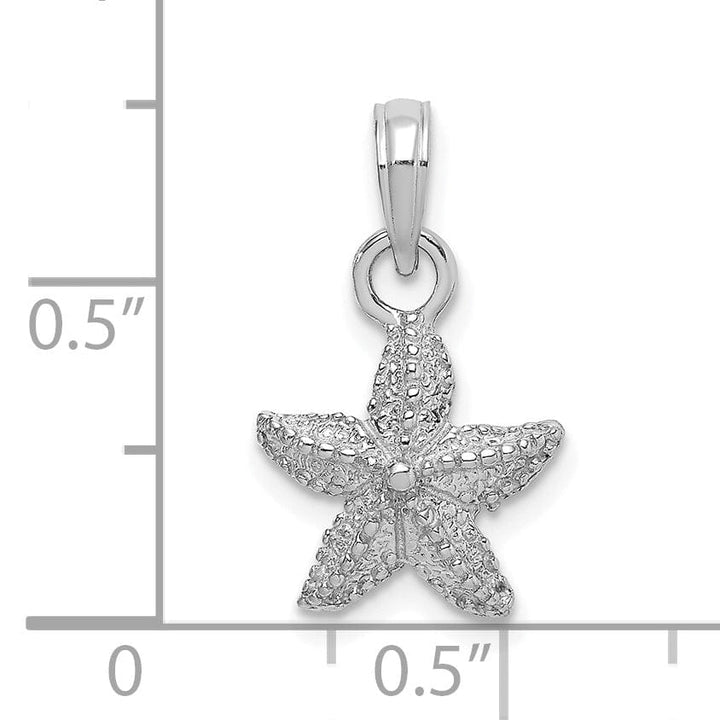 Lovely Rita's Pendants & Charms 14K White Gold Solid Polished Textured Finish Open Back Starfish Charm Pendant