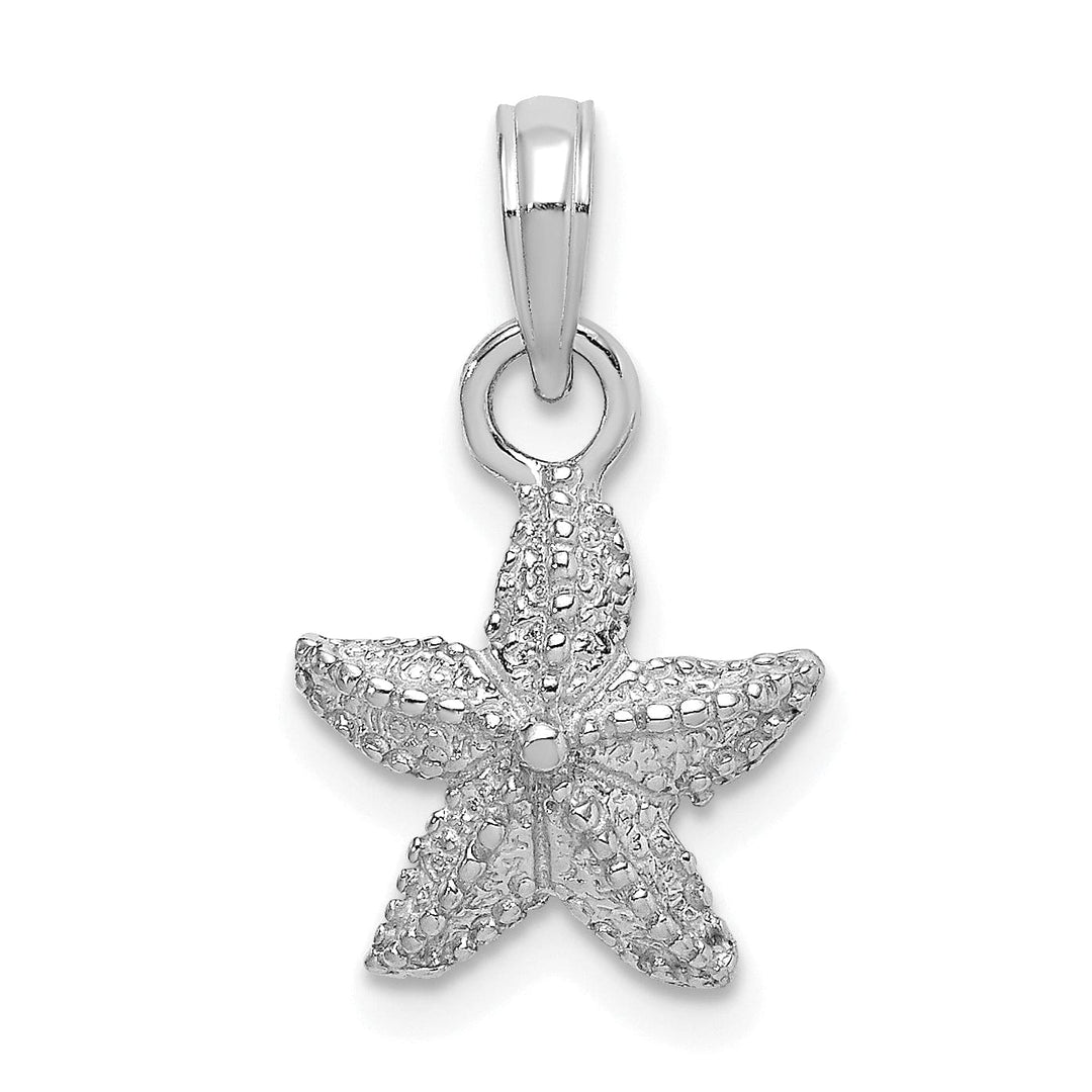 Lovely Rita's Pendants & Charms 14K White Gold Solid Polished Textured Finish Open Back Starfish Charm Pendant