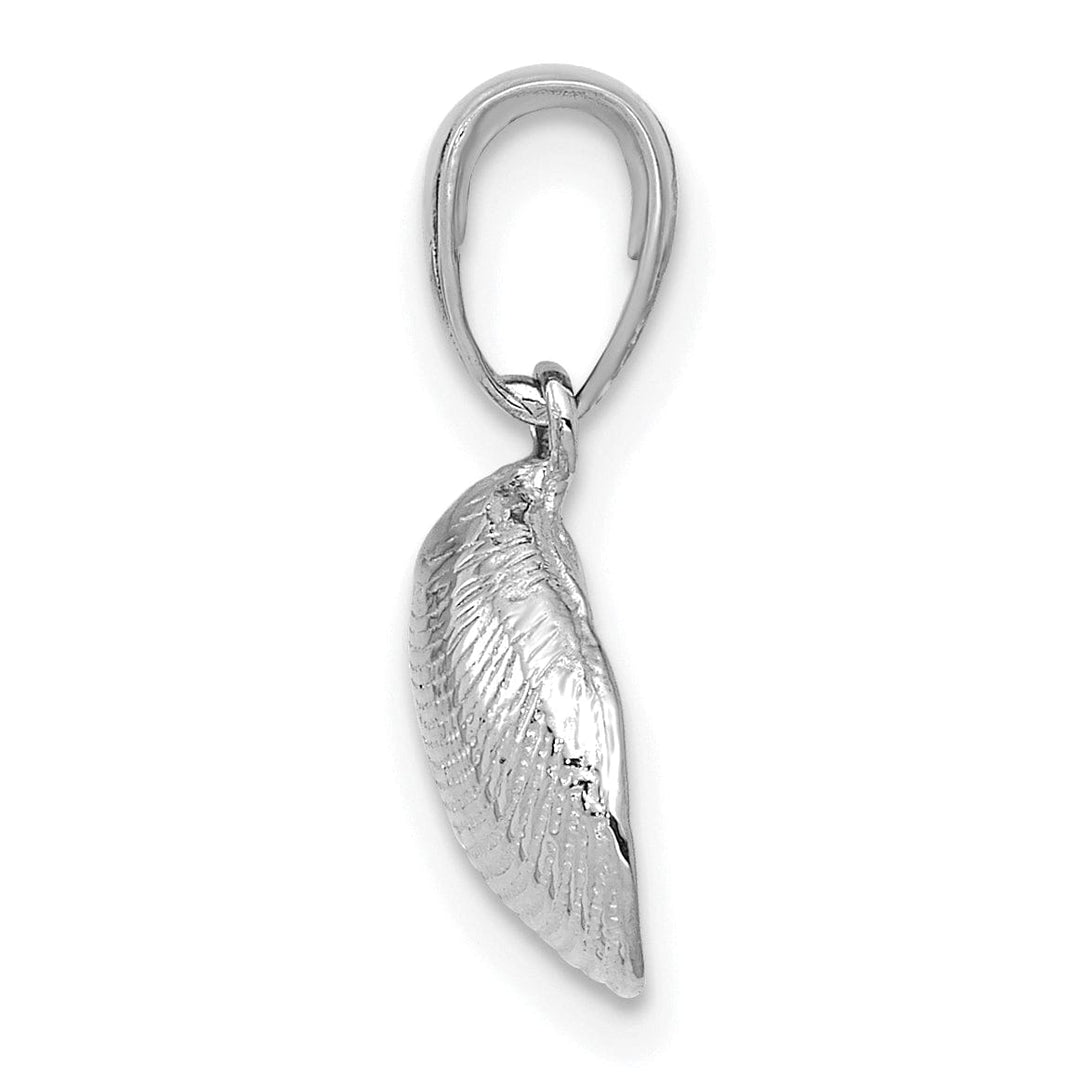 Lovely Rita's Pendants & Charms 14k White Gold Solid Polished Textured Finish Small Size Clam Shell Charm Pendant