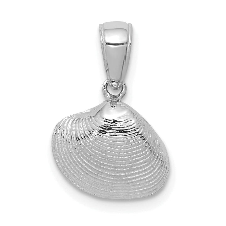 Lovely Rita's Pendants & Charms 14k White Gold Solid Polished Textured Finish Small Size Clam Shell Charm Pendant