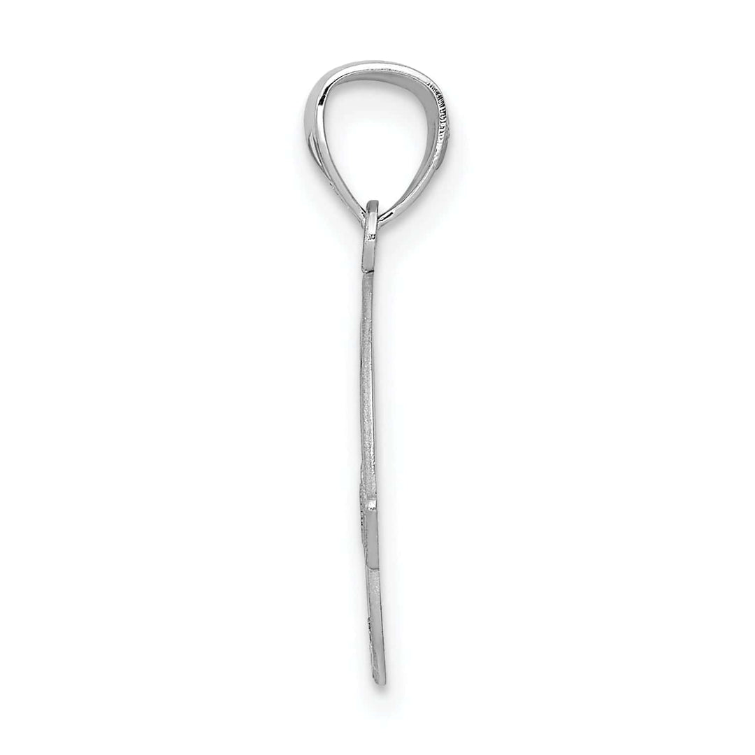 Lovely Rita's Pendants & Charms 14k White Gold Solid Satin Diamond Cut Finish Flat-Backed Claddagh Design Charm Pendant