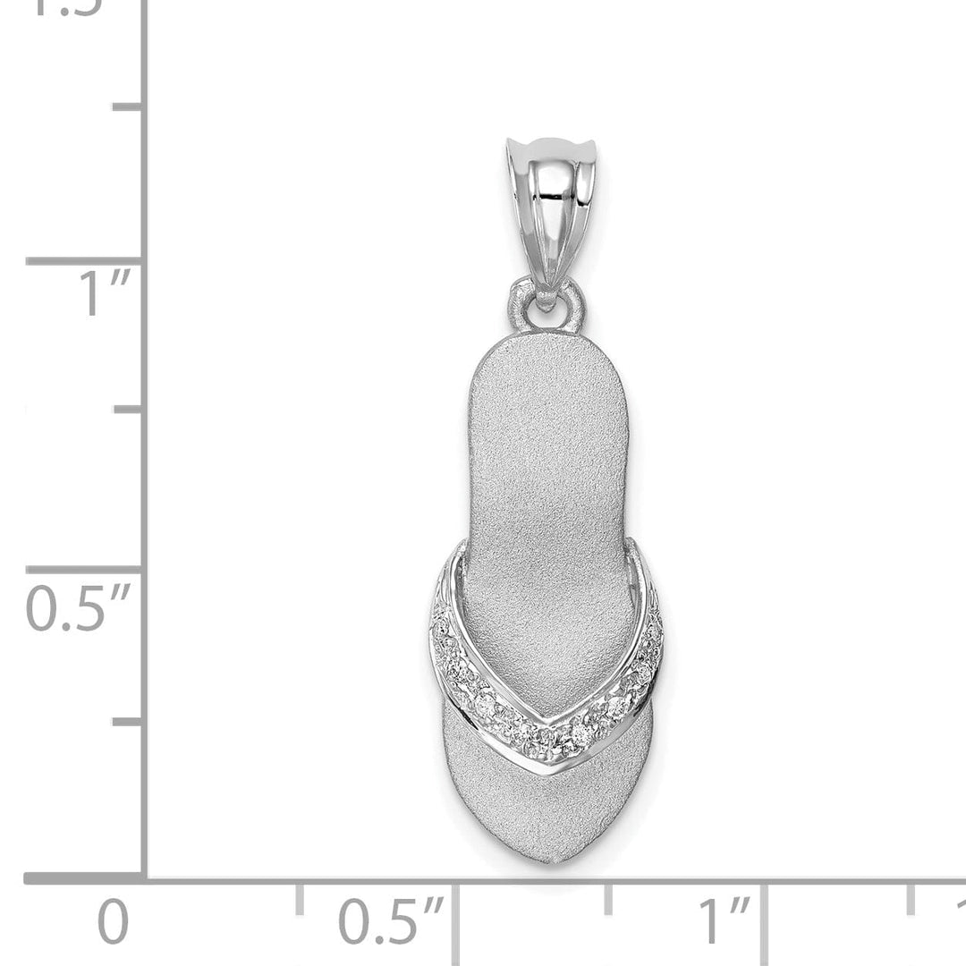 Lovely Rita's Pendants & Charms 14K White Gold Solid Satin Diamond Flip Flop Sandal Pendant