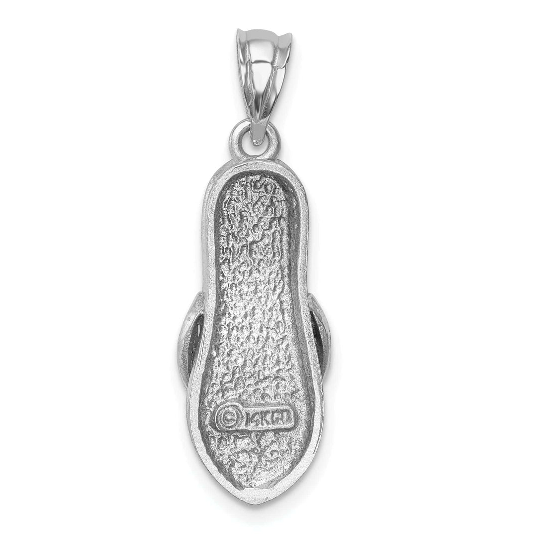 Lovely Rita's Pendants & Charms 14K White Gold Solid Satin Diamond Flip Flop Sandal Pendant