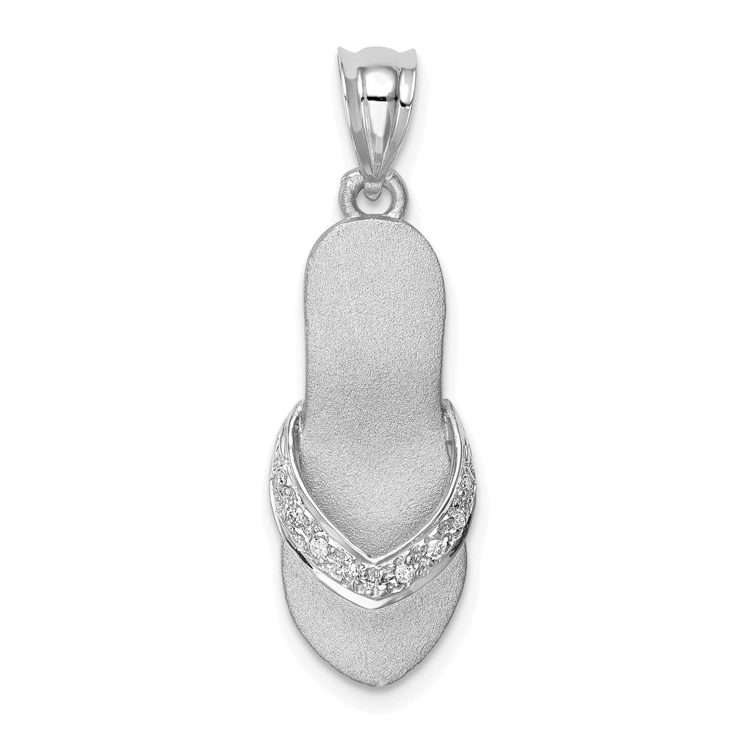 Lovely Rita's Pendants & Charms 14K White Gold Solid Satin Diamond Flip Flop Sandal Pendant