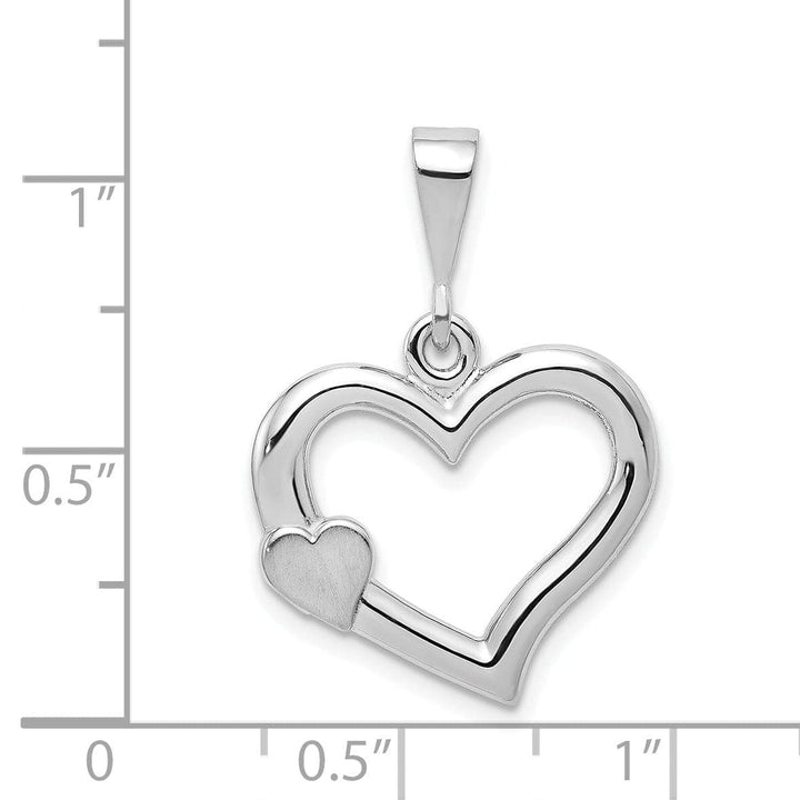 Lovely Rita's Pendants & Charms 14k White Gold Solid Satin Fancy Heart Pendant