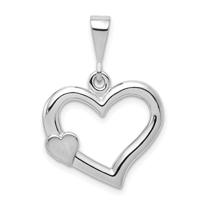 Lovely Rita's Pendants & Charms 14k White Gold Solid Satin Fancy Heart Pendant