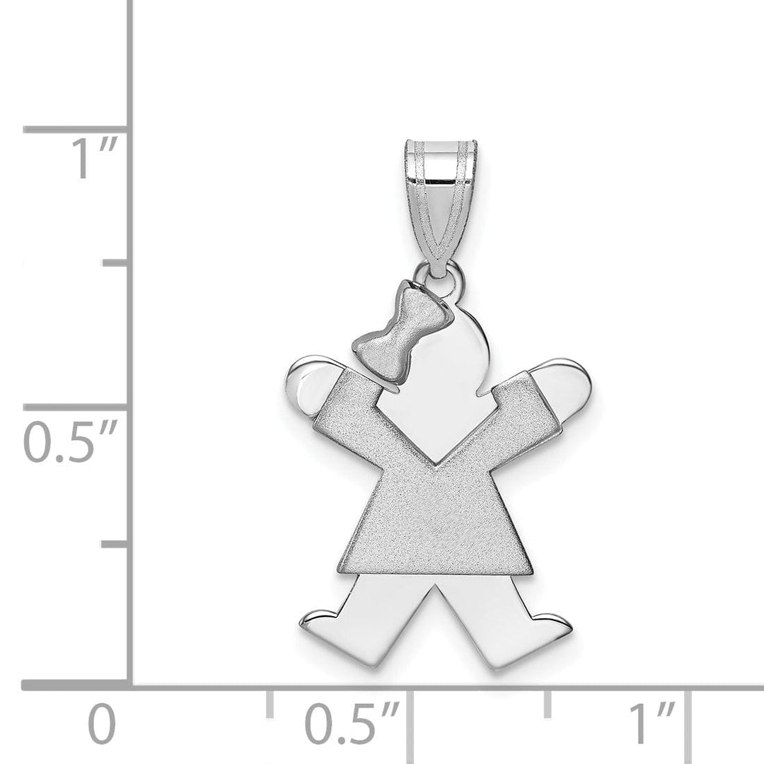 Lovely Rita's Pendants & Charms 14k White Gold Solid Small Girl With Bow Joy Charm