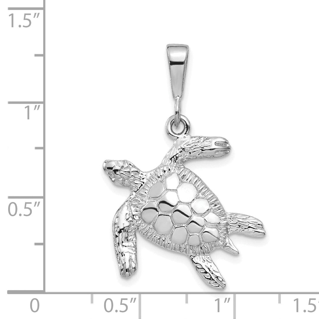 Lovely Rita's Pendants & Charms 14k White Gold Solid Solid Polished and Textured Finish Open-Backed Men's Sea Turtle Charm Pendant