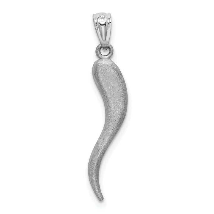Lovely Rita's Pendants & Charms 14k White Gold Solid Texture Diamond Cut Brushed Finish Italian Horn Charm Pendant