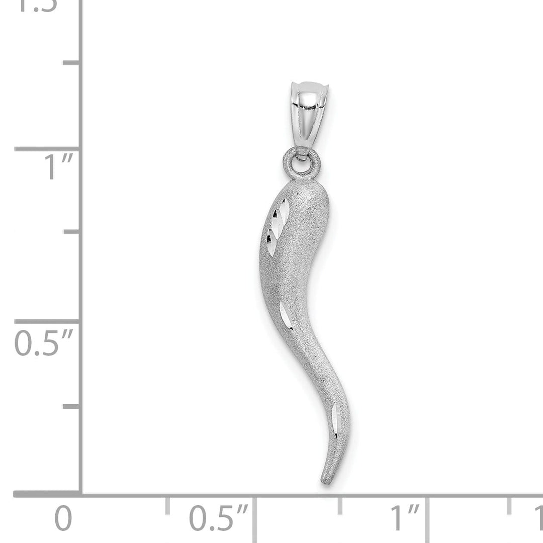 Lovely Rita's Pendants & Charms 14k White Gold Solid Texture Diamond Cut Brushed Finish Italian Horn Charm Pendant