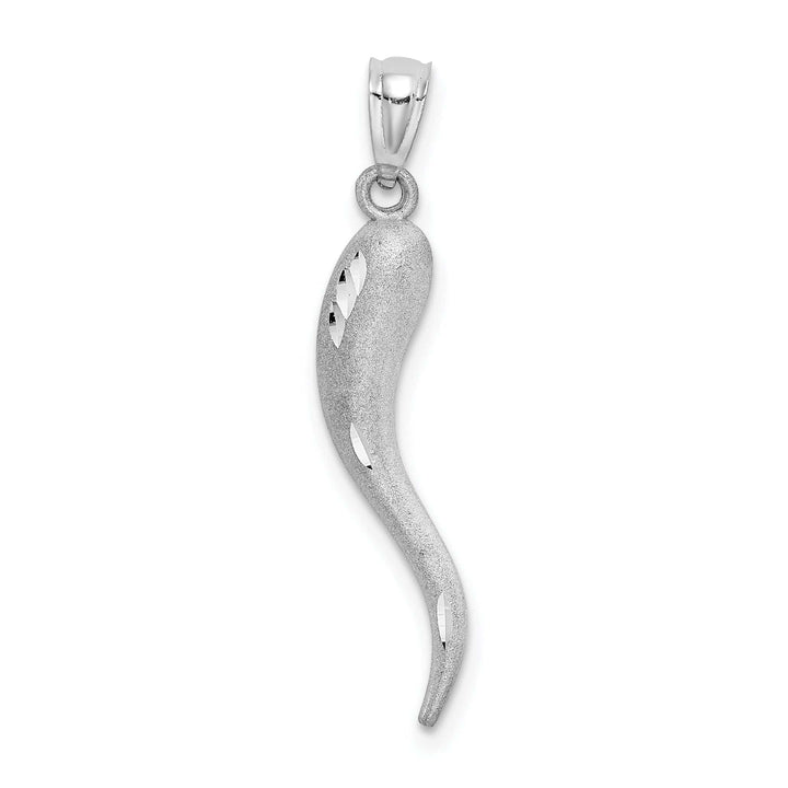 Lovely Rita's Pendants & Charms 14k White Gold Solid Texture Diamond Cut Brushed Finish Italian Horn Charm Pendant