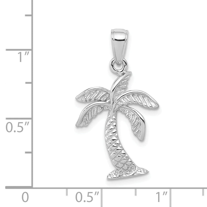 Lovely Rita's Pendants & Charms 14k White Gold Solid Texture Polished Finish Mens Palm Tree Charm Pendant