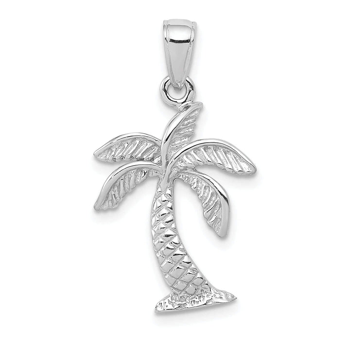 Lovely Rita's Pendants & Charms 14k White Gold Solid Texture Polished Finish Mens Palm Tree Charm Pendant