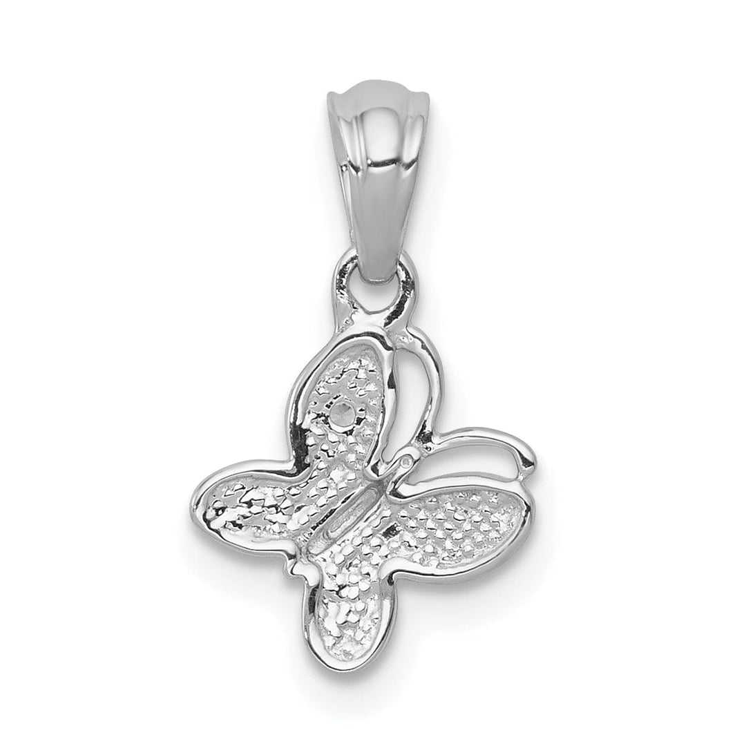 Lovely Rita's Pendants & Charms 14k White Gold Solid Textured Back Polished Finish .01ct. Diamond Butterfly Charm Pendant