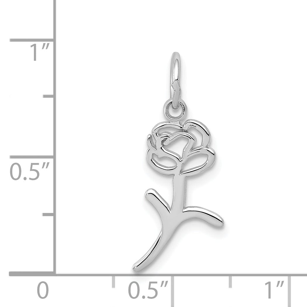 Lovely Rita's Pendants & Charms 14k White Gold  Solid Textured Back Polished Finish Rose Charm Pendant