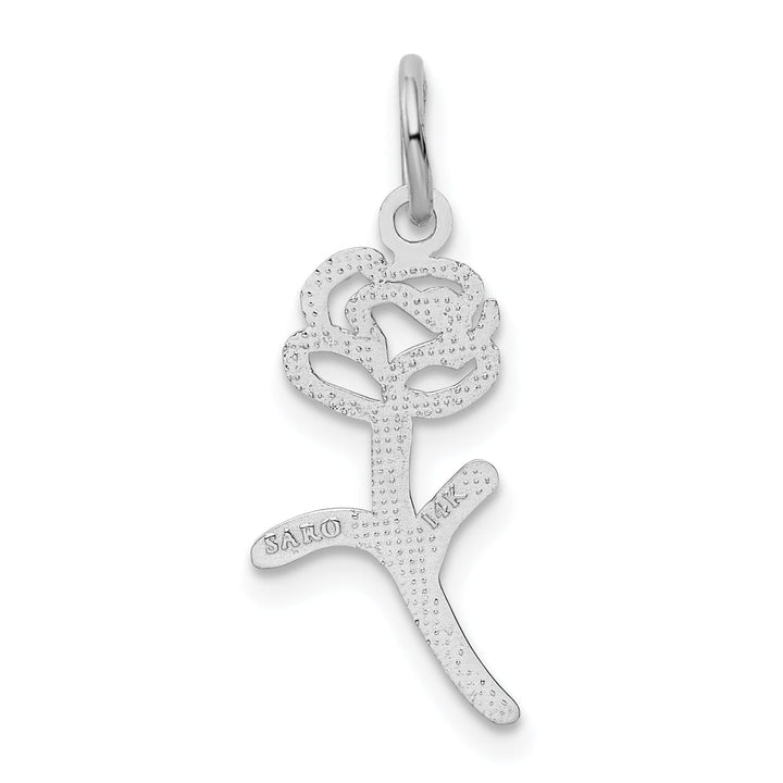 Lovely Rita's Pendants & Charms 14k White Gold  Solid Textured Back Polished Finish Rose Charm Pendant