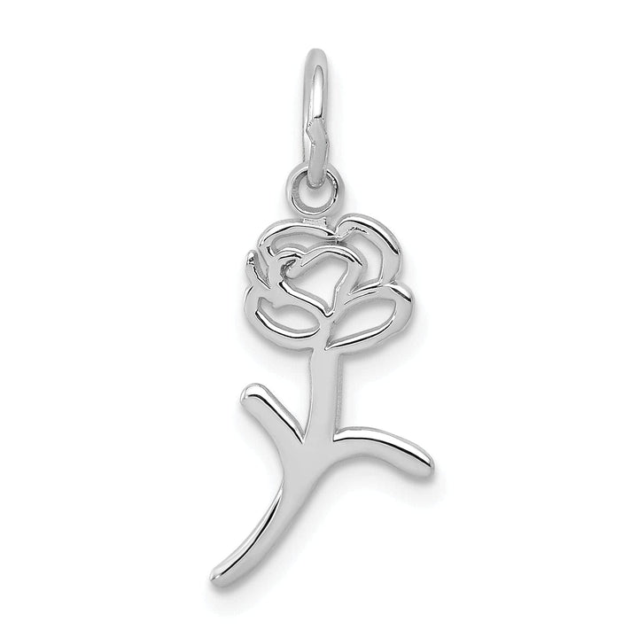 Lovely Rita's Pendants & Charms 14k White Gold  Solid Textured Back Polished Finish Rose Charm Pendant