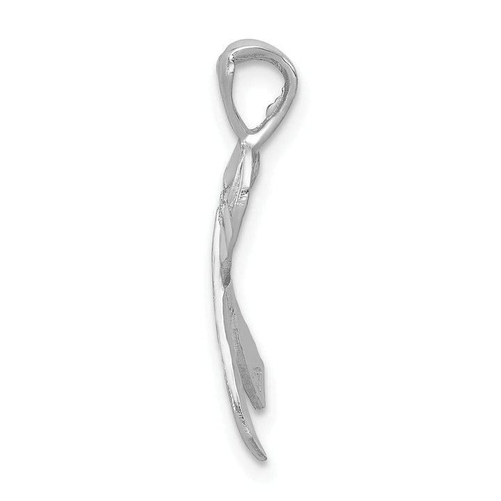 Lovely Rita's Pendants & Charms 14k White Gold Solid Textured Brushed Diamond Cut Finish Awareness Ribbon Charm Pendant