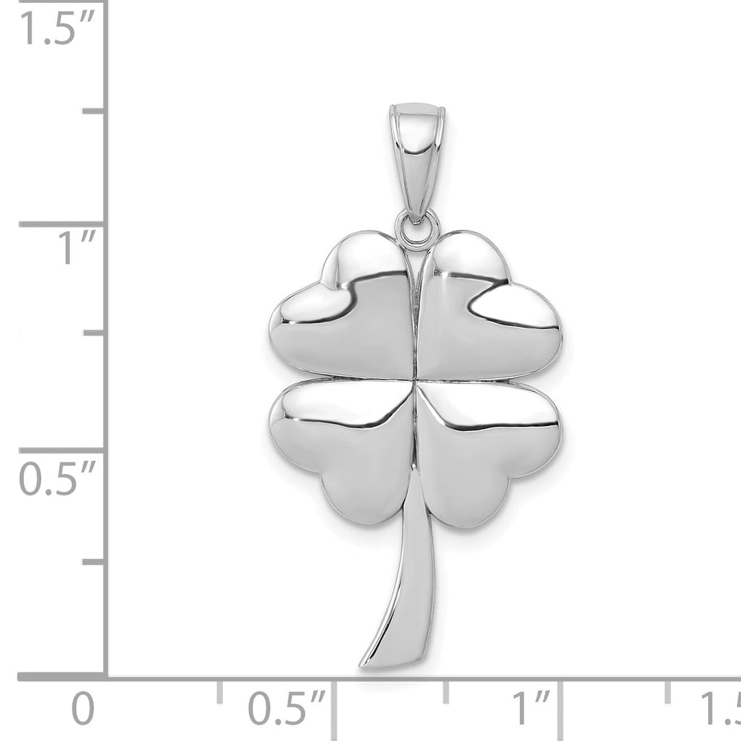 Lovely Rita's Pendants & Charms 14k White Gold Solid Textured Polished Finish 4-Leaf Clover Charm Pendant