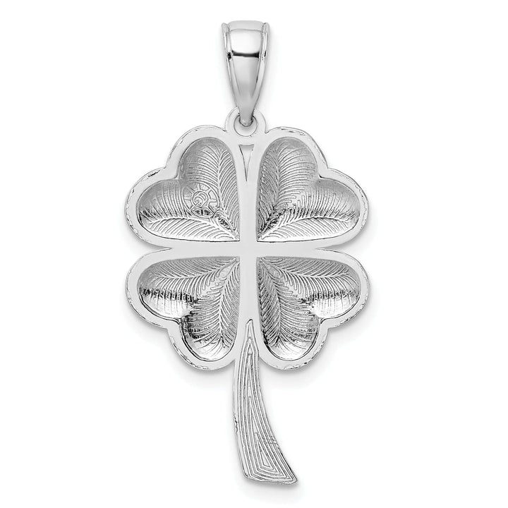 Lovely Rita's Pendants & Charms 14k White Gold Solid Textured Polished Finish 4-Leaf Clover Charm Pendant