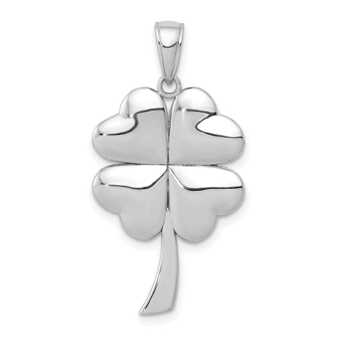 Lovely Rita's Pendants & Charms 14k White Gold Solid Textured Polished Finish 4-Leaf Clover Charm Pendant