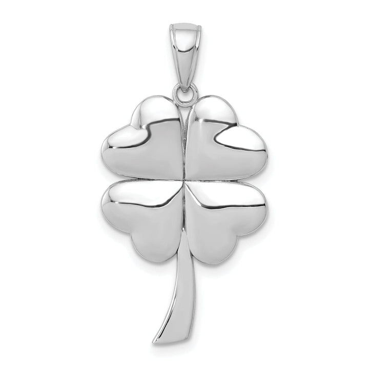 Lovely Rita's Pendants & Charms 14k White Gold Solid Textured Polished Finish 4-Leaf Clover Charm Pendant