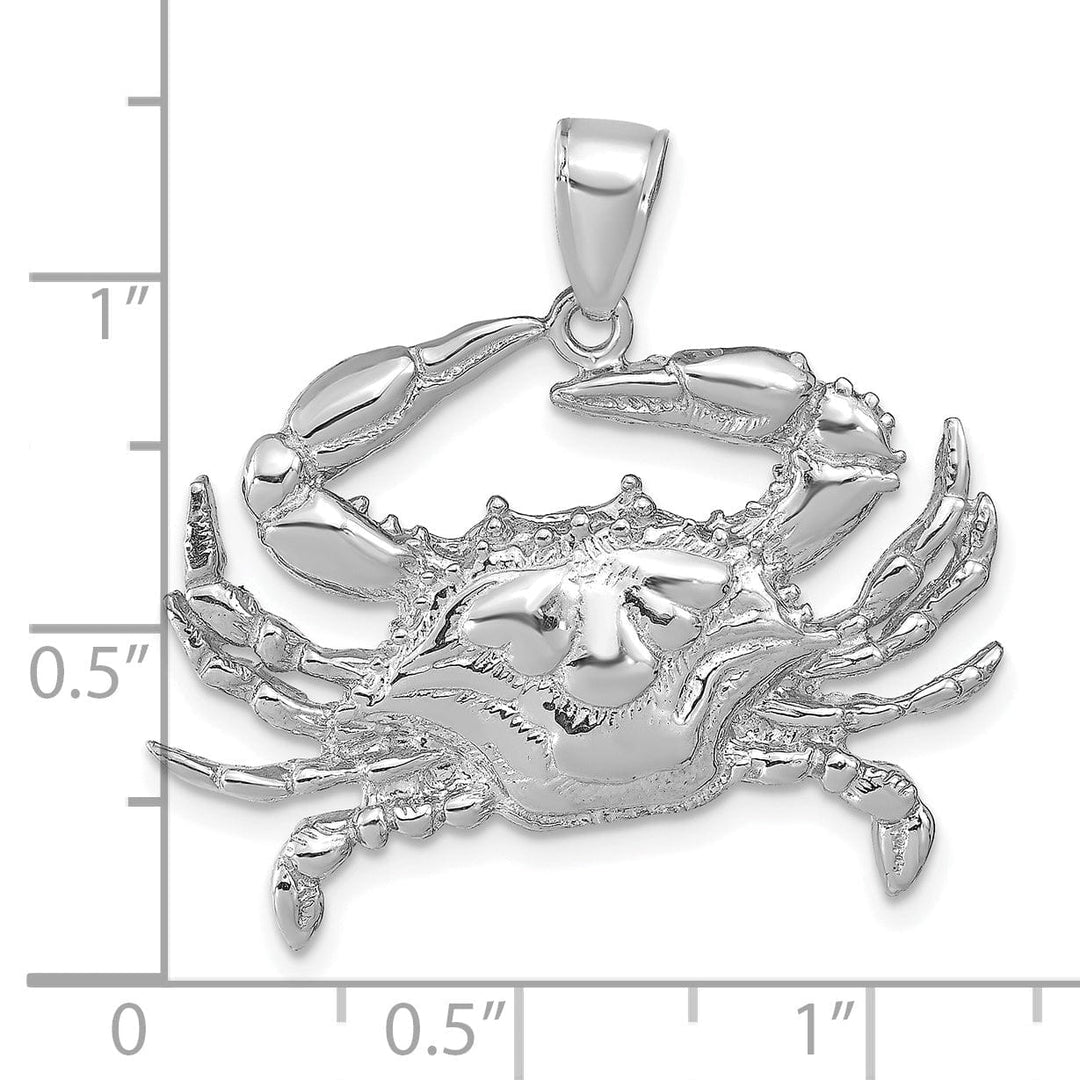 Lovely Rita's Pendants & Charms 14K White Gold Solid Textured Polished Finish Blue Claw Crab Charm Pendant