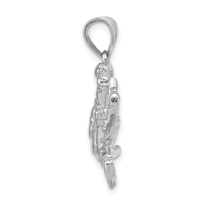 Lovely Rita's Pendants & Charms 14K White Gold Solid Textured Polished Finish Blue Claw Crab Charm Pendant