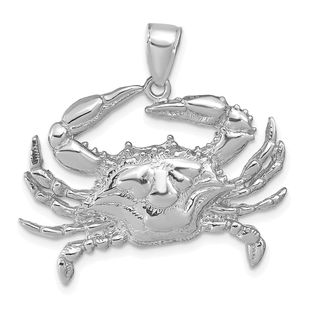 Lovely Rita's Pendants & Charms 14K White Gold Solid Textured Polished Finish Blue Claw Crab Charm Pendant