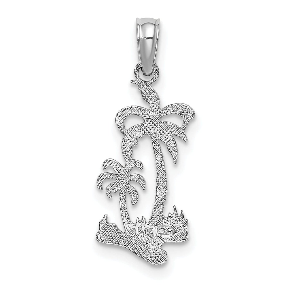 Lovely Rita's Pendants & Charms 14k White Gold Solid Textured Polished Finish Double Palm Trees CharmPendant