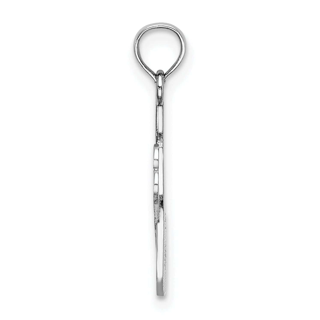Lovely Rita's Pendants & Charms 14k White Gold Solid Textured Polished Finish Fancy Design Comb and Scissors Charm Pendant