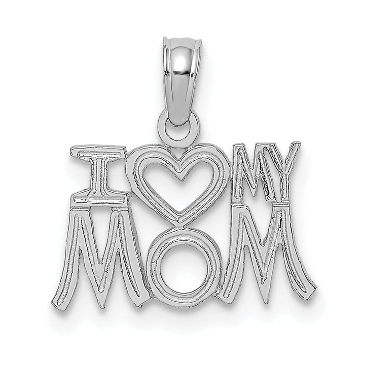 Lovely Rita's Pendants & Charms 14K White Gold Solid Textured Polished Finish I HEART MY MOM Charm Pendant