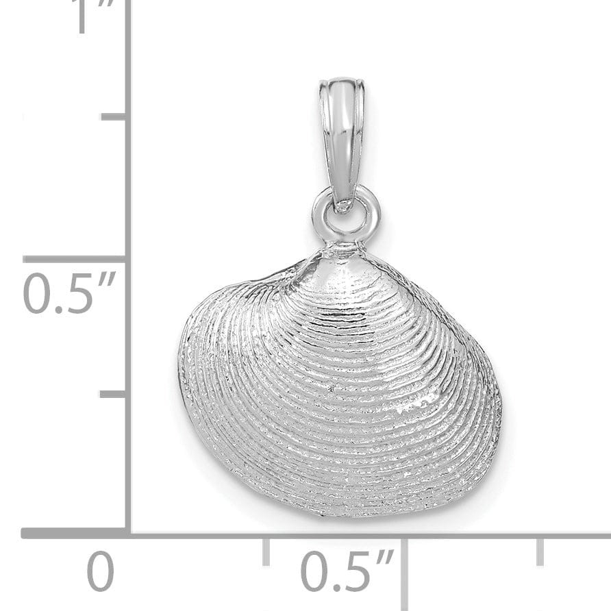 Lovely Rita's Pendants & Charms 14k White Gold Solid Textured Polished Finish Medium Size Clam Shell Charm Pendant