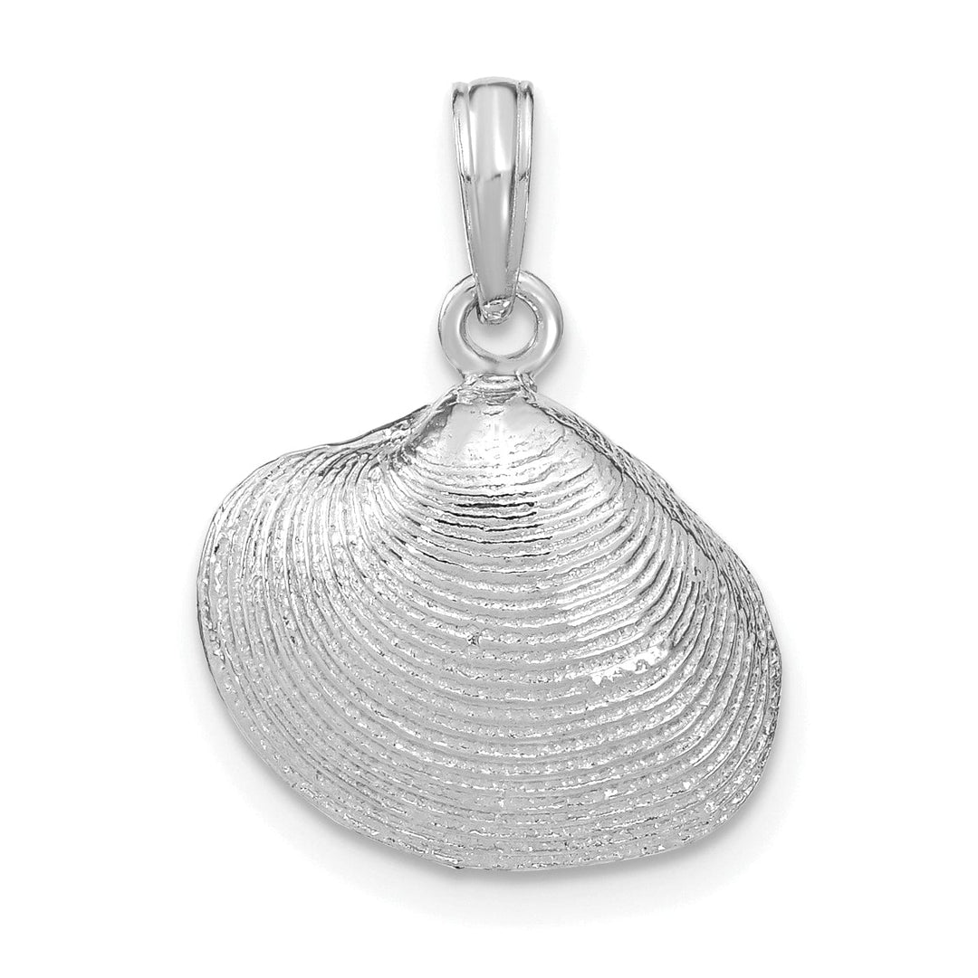 Lovely Rita's Pendants & Charms 14k White Gold Solid Textured Polished Finish Medium Size Clam Shell Charm Pendant