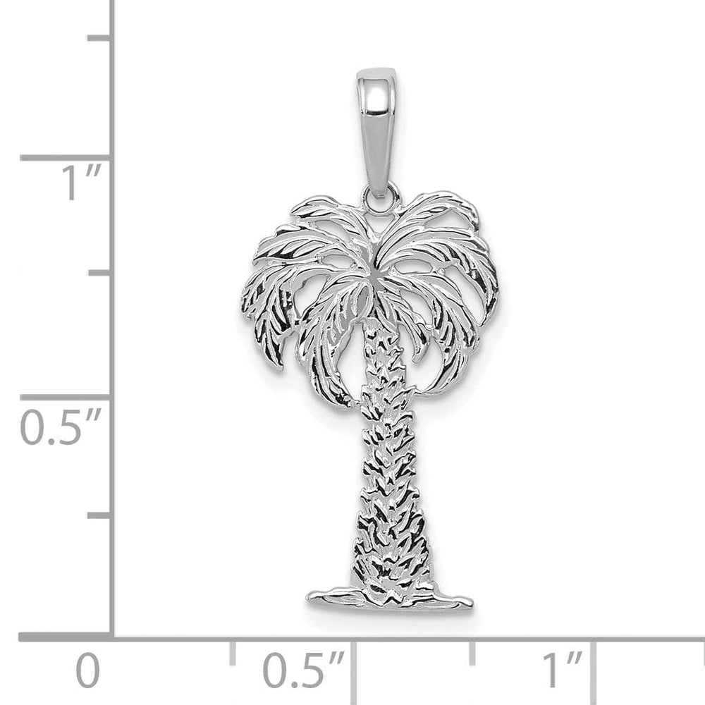 Lovely Rita's Pendants & Charms 14k White Gold Solid Textured Polished Finish Men's Palm Tree Charm Pendant
