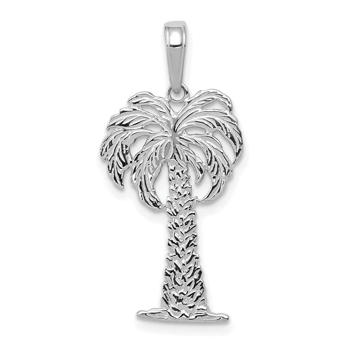 Lovely Rita's Pendants & Charms 14k White Gold Solid Textured Polished Finish Men's Palm Tree Charm Pendant