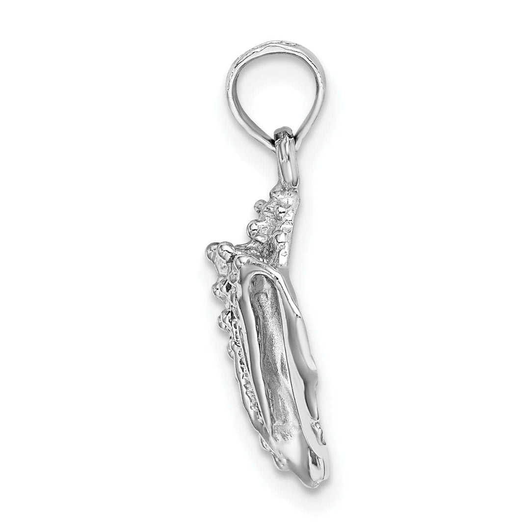 Lovely Rita's Pendants & Charms 14k White Gold Solid Textured Polished Finish Mens Conch Shell Charm Pendant