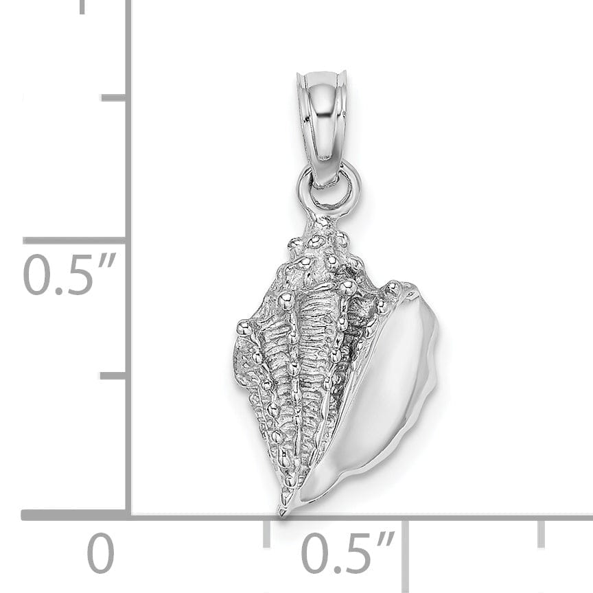 Lovely Rita's Pendants & Charms 14k White Gold Solid Textured Polished Finish Mens Conch Shell Charm Pendant