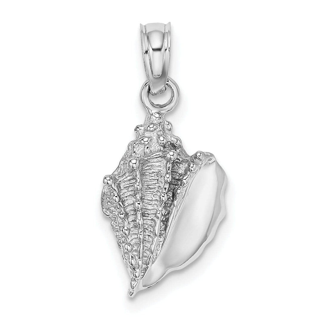 Lovely Rita's Pendants & Charms 14k White Gold Solid Textured Polished Finish Mens Conch Shell Charm Pendant