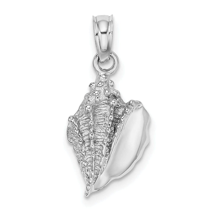 Lovely Rita's Pendants & Charms 14k White Gold Solid Textured Polished Finish Mens Conch Shell Charm Pendant