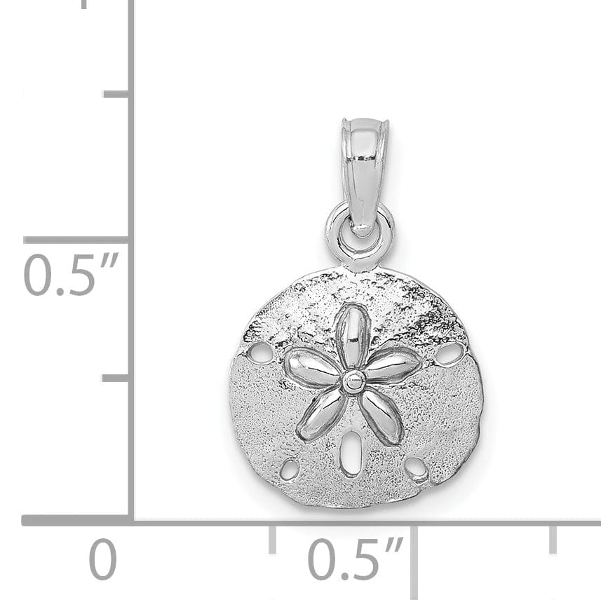 Lovely Rita's Pendants & Charms 14k White Gold Solid Textured Polished Finish Mens Sand Dollar Charm Pendant