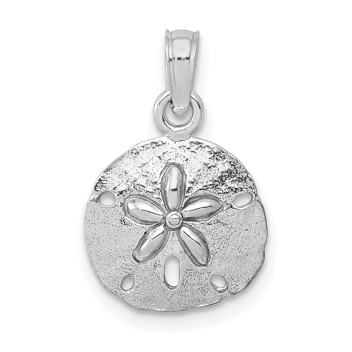 Lovely Rita's Pendants & Charms 14k White Gold Solid Textured Polished Finish Mens Sand Dollar Charm Pendant