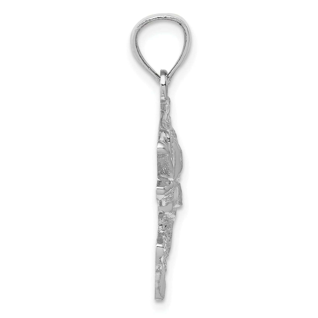 Lovely Rita's Pendants & Charms 14k White Gold Solid Textured Polished Finish Open Mouthed Bass Fish Charm Pendant