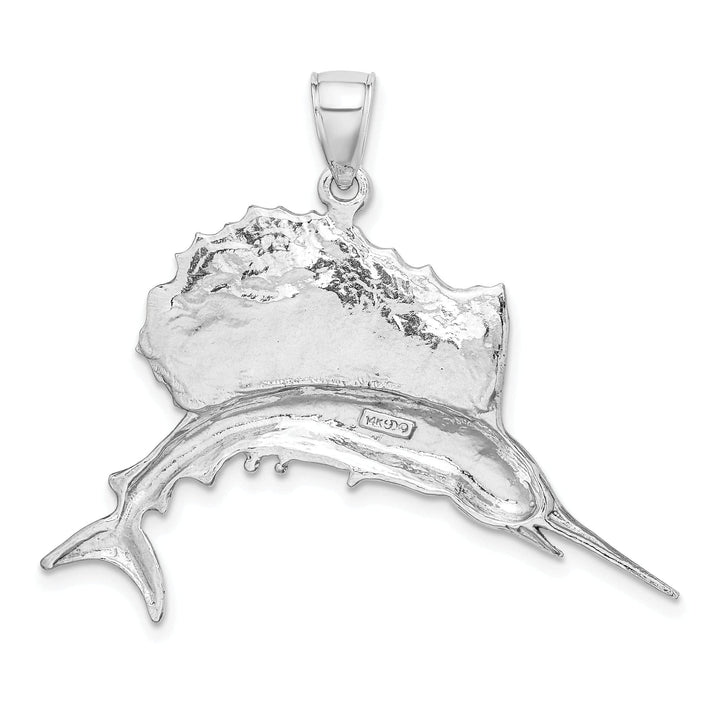Lovely Rita's Pendants & Charms 14k White Gold Solid Textured Polished Finish Sailfish Charm Pendant