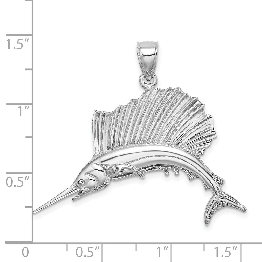 Lovely Rita's Pendants & Charms 14k White Gold Solid Textured Polished Finish Sailfish Charm Pendant