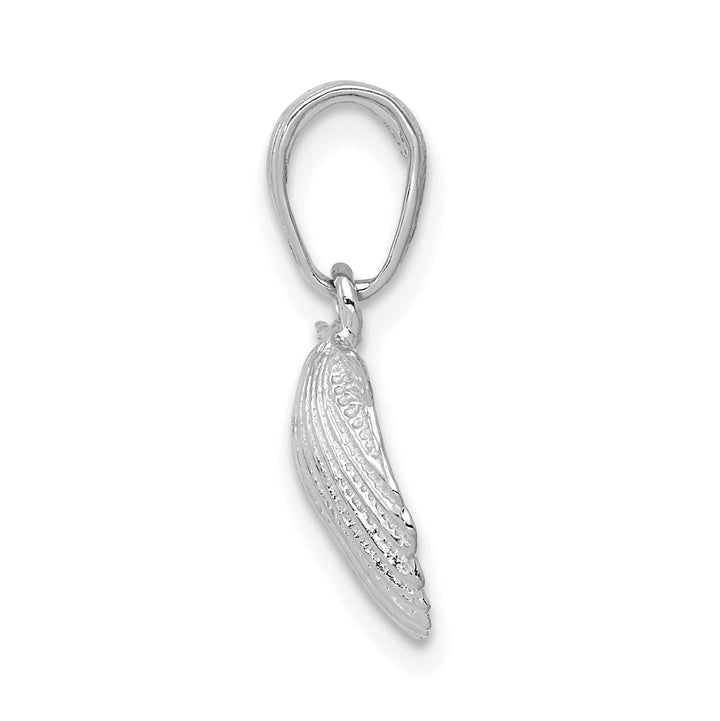 Lovely Rita's Pendants & Charms 14k White Gold Solid Textured Polished Finish Scallop Sea Shell Charm Pendant