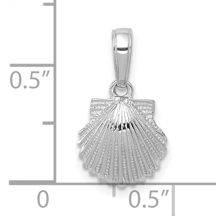 Lovely Rita's Pendants & Charms 14k White Gold Solid Textured Polished Finish Scallop Sea Shell Charm Pendant