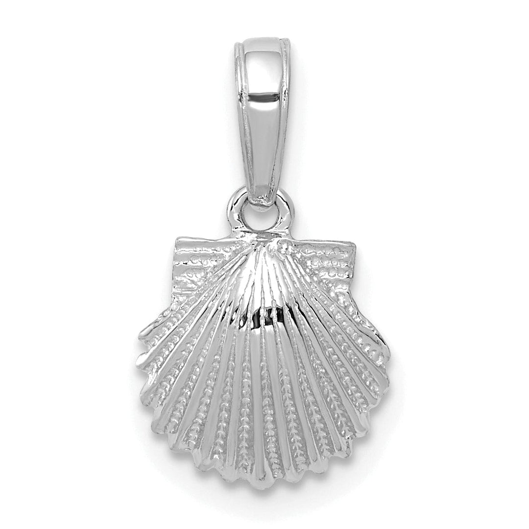 Lovely Rita's Pendants & Charms 14k White Gold Solid Textured Polished Finish Scallop Sea Shell Charm Pendant