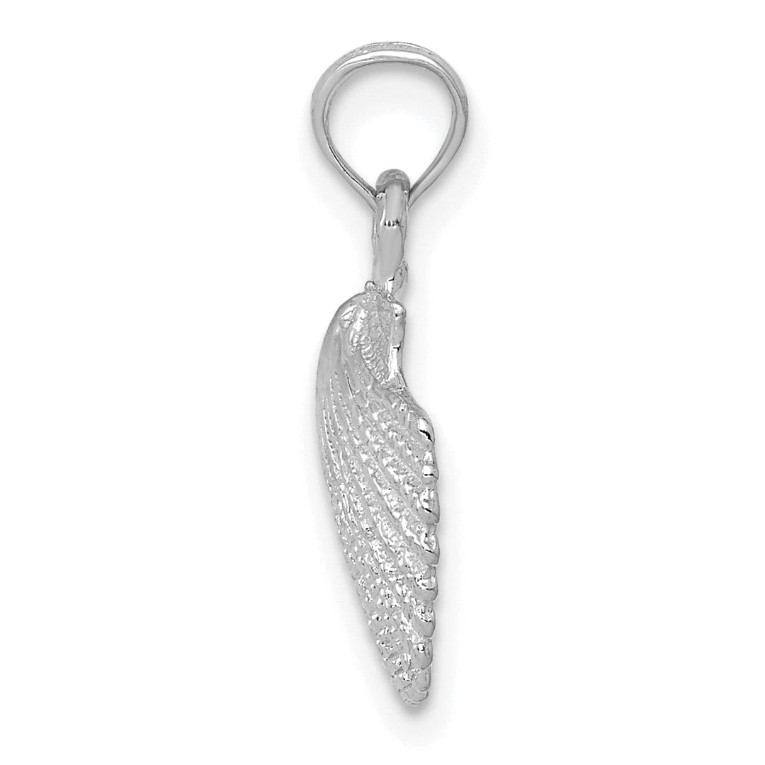 Lovely Rita's Pendants & Charms 14K White Gold Solid Textured Polished Finish Sea Scallop Shell Charm Pendant
